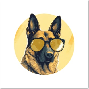 Cool Germen Shepherd With Sunglasses Posters and Art